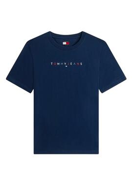 Tommy Jeans T-Shirt Linear Color Marine für Damen.