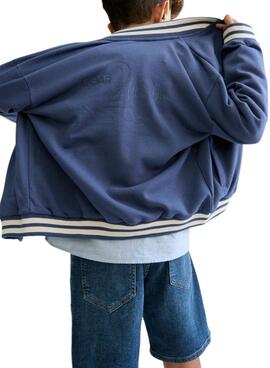 Blaue Jacke mit Reißverschluss für Jungen.