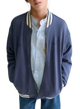 Blaue Jacke mit Reißverschluss für Jungen.