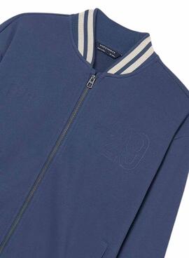 Blaue Jacke mit Reißverschluss für Jungen.