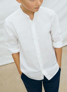 Camisa Mayoral Mao-Kragen weiß für Jungen.