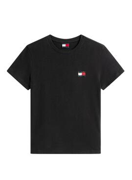 Tommy Jeans Wavy Flag T-Shirt schwarz für Damen.
