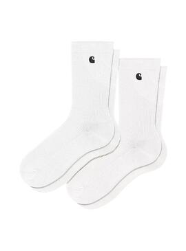 Zweierpack Carhartt Madison Socken in Weiß für Herren und Damen.