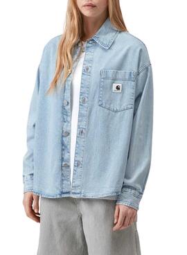Überhemd aus Carhartt High Blue Denim für Damen in Hellblau.