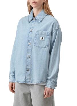 Überhemd aus Carhartt High Blue Denim für Damen in Hellblau.
