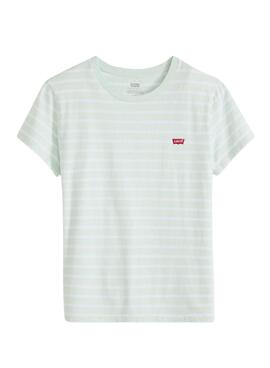 Levis Perfect Tee gestreiftes grünes Shirt für Damen