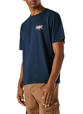 T-Shirt Pepe Jeans Small Flag in Marineblau für Herren.