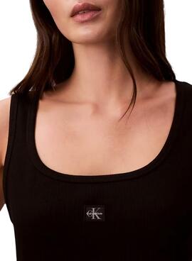 Kleid Calvin Klein Jeans Baby Rib square schwarz für Damen