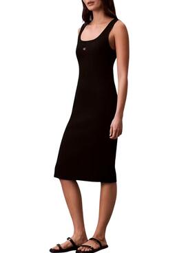 Kleid Calvin Klein Jeans Baby Rib square schwarz für Damen