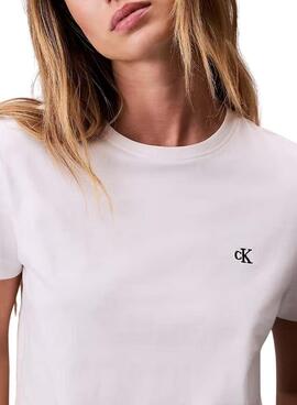 T-Shirt Calvin Klein Jeans Monogramm weiß für Damen.
