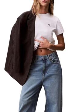 T-Shirt Calvin Klein Jeans Monogramm weiß für Damen.