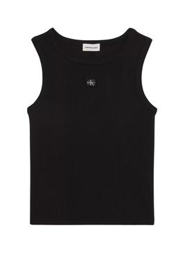 T-Shirt Calvin Klein Jeans Woven Label schwarz für Damen