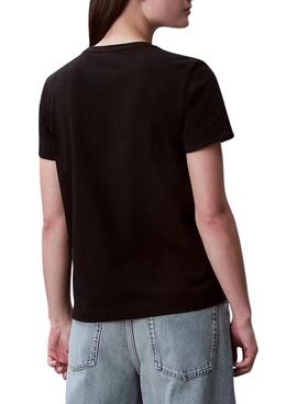 T-Shirt Calvin Klein Jeans Label schwarz für Damen