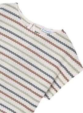 T-shirt Mayoral aus mehrfarbig gestreiftem Strick für Mädchen
