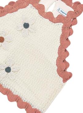 Top mit Blumenmuster in Weiß und Koralle für Mädchen.