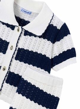 Set Mayoral mit blauen gestreiften Druck für Mädchen.