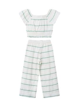 Ensemble Mayoral à rayures menthe imprimé pour fille.