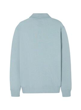 Pullover Silbon halber Reißverschluss blau für Herren.