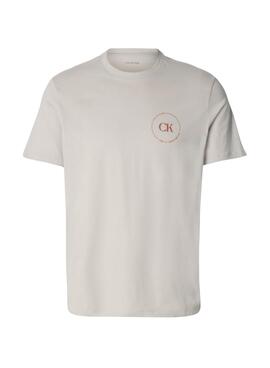 T-shirt Calvin Klein Jeans mit rundem Logo in Beige für Herren.