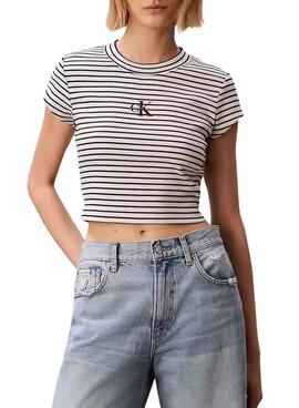 T-shirt Calvin Klein Jeans Gestreift schwarz und weiß für Damen