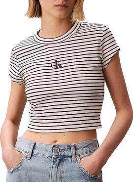 T-shirt Calvin Klein Jeans Gestreift schwarz und weiß für Damen