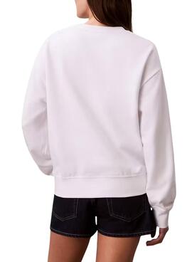Sweatshirt Calvin Klein Jeans Graphic Logo weiß für Damen.