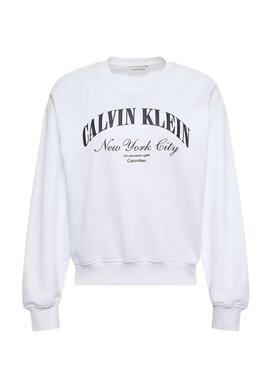 Sweatshirt Calvin Klein Jeans Graphic Logo weiß für Damen.