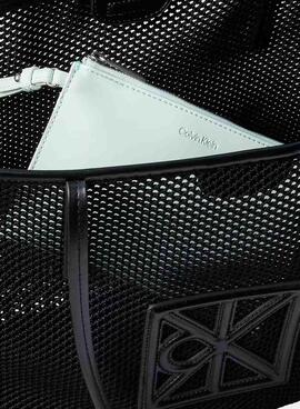 Tasche Calvin Klein Jeans Emblem Netz Schwarz für Damen