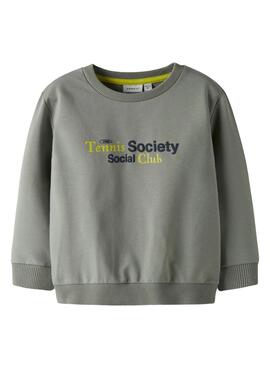 Sweatshirt Name It Tennis grüngrau für Jungen