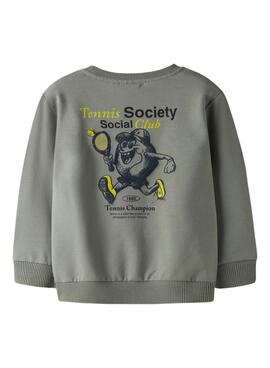 Sweatshirt Name It Tennis grüngrau für Jungen