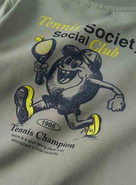 Sweatshirt Name It Tennis grüngrau für Jungen