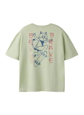 T-Shirt Name It Katze Skate grün für Jungen