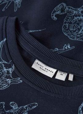 Pullover Name It Dinosaurier in Marineblau für Jungen.