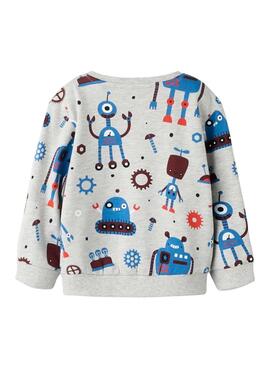Sudadera Name It Roboter grau für Jungen.