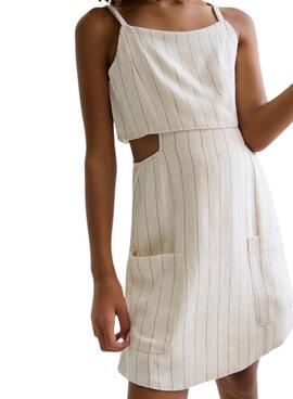 Beigefarbener Overall mit Streifen für Mädchen