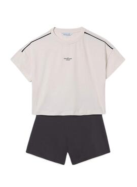 Set Mayoral Sport in Beige und Schwarz für Mädchen.