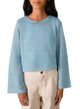 Pullover Mayoral Feinstrick in Himmelblau für Mädchen.