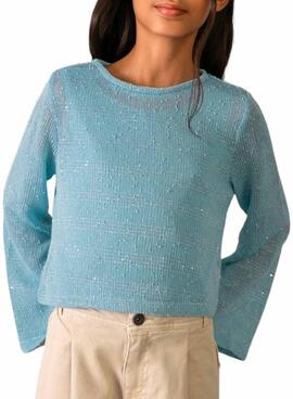 Pullover Mayoral Feinstrick in Himmelblau für Mädchen.