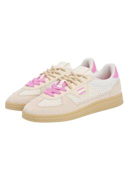 Turnschuhe Tommy Jeans The Greenwich Edge Knit in Beige und Rosa für Damen.
