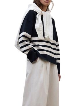 Pullover Ecoalf Koa gestreiftes Marineblau für Damen.