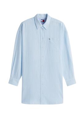 Kleid im Oversize-Stil aus blauem Leinen von Tommy Jeans für Damen.