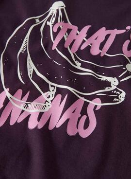 T-Shirt Name It Benna mit lila Bananenmuster für Mädchen