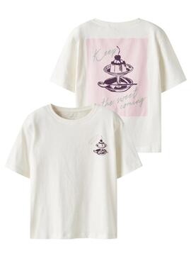 T-Shirt Name It Bena mit grafischem Druck in Rohweiß für Mädchen