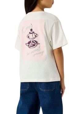 T-Shirt Name It Bena mit grafischem Druck in Rohweiß für Mädchen