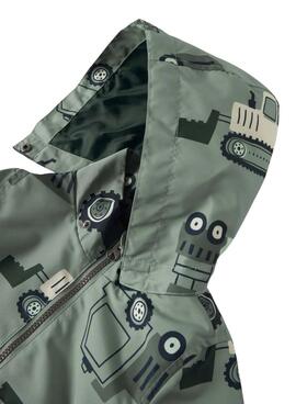 Regenjacke Name It Max mit Maschinenmuster in Salbeigrün für Jungen