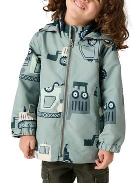 Regenjacke Name It Max mit Maschinenmuster in Salbeigrün für Jungen