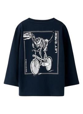 T-Shirt Name It Dinosaurier Fahrrad Marineblau für Jungen.