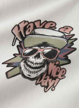 Kapuzenpullover Name It Totenkopf in Rohweiß für Jungen