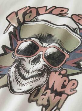 T-Shirt Name It Schädel beige für Jungen