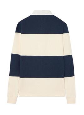 Sweatshirt Polo Silbon blue and white stripes for men